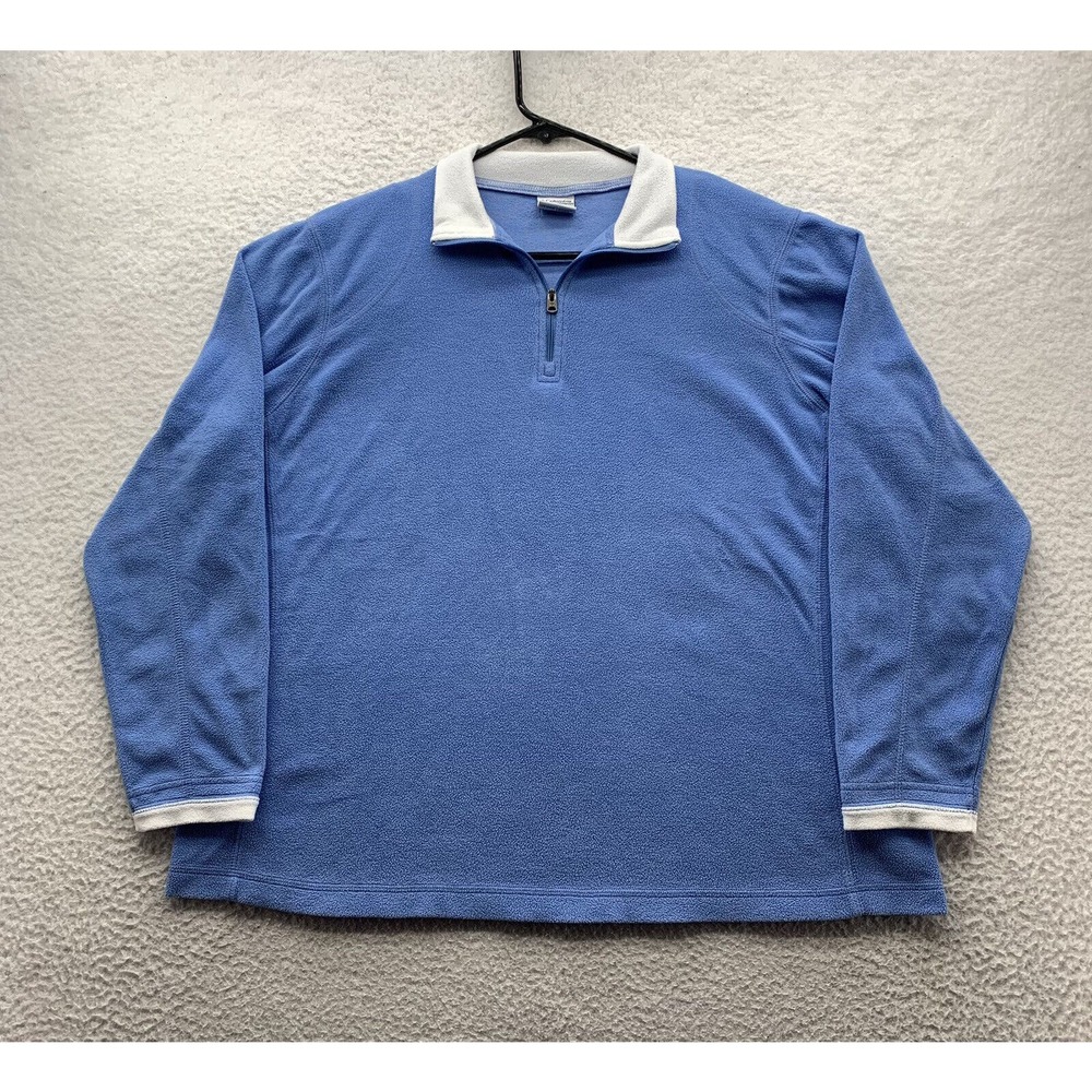 Columbia Fleece Jacket Womens XL 1/4 Zip Blue White Lightweight Hiking Outdoors